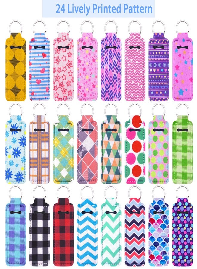 Duufin 24 Pieces Chapstick Holder Keychains Bulk Lipstick Holder Keychians Lip Balm Holder with 24 Pieces Metal Clip Cords for Purse Backpack - Image 2